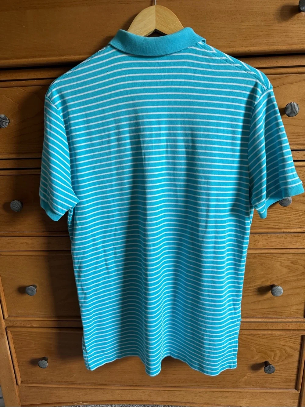 Polo Ralph Lauren Polo Shirt Mens L Medium Fit Blue Stripe Knit Casual Logo